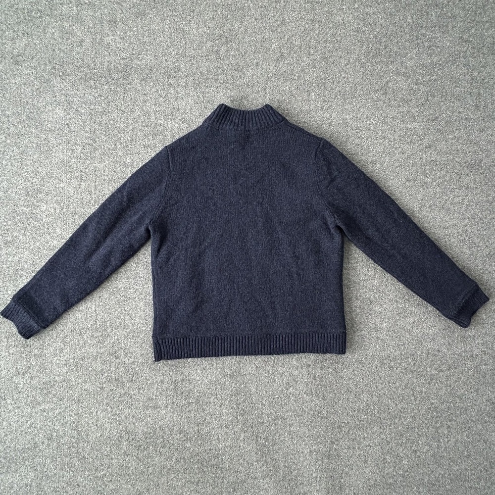 LL Bean Sweater Jacket Mens Large Blue Lambswool Full Zip Plaid Lined Cardigan - Picture 12 of 13